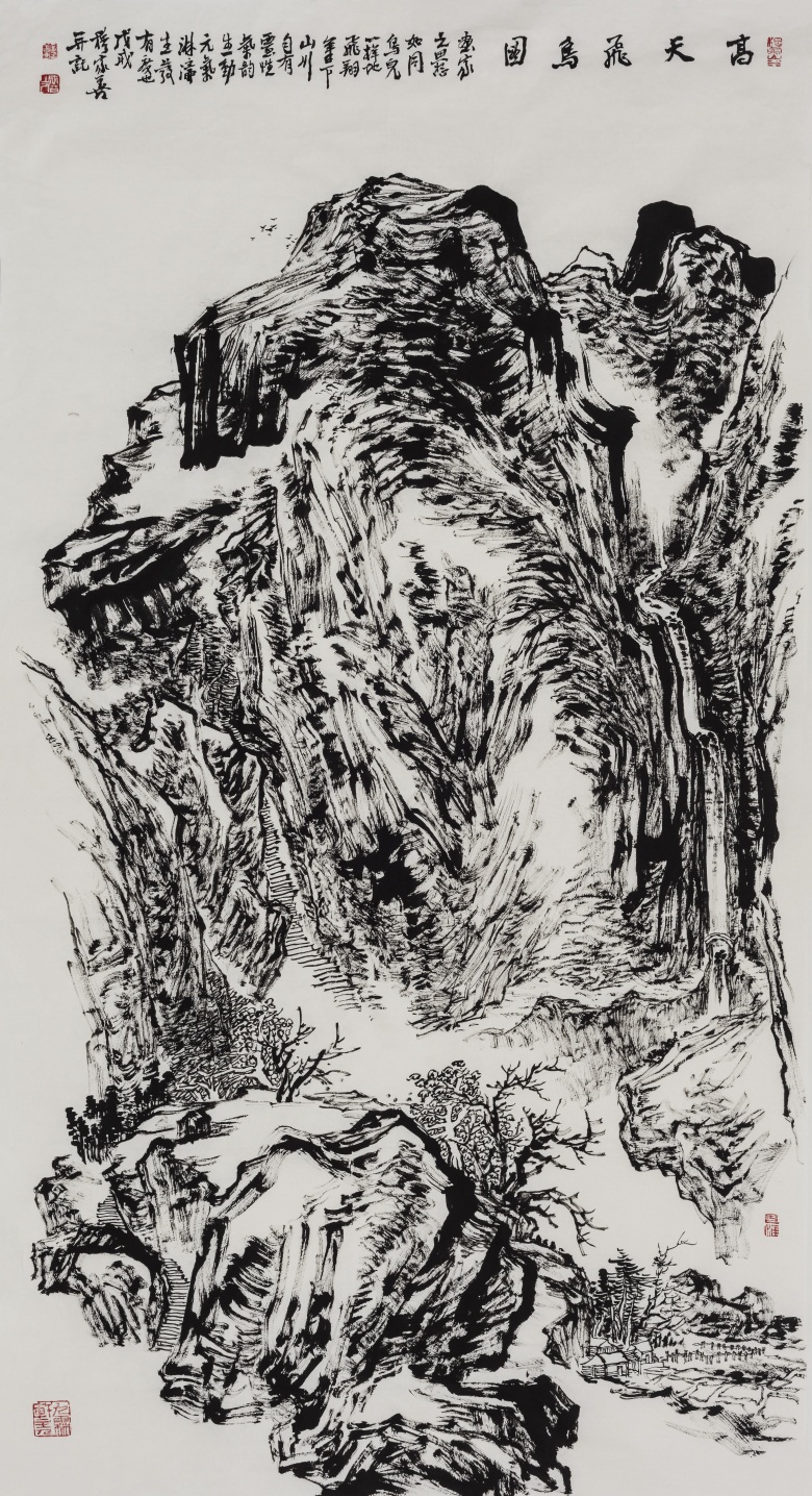 穆家善《高天飞鸟图》178cm x 96cm  2018年.jpg