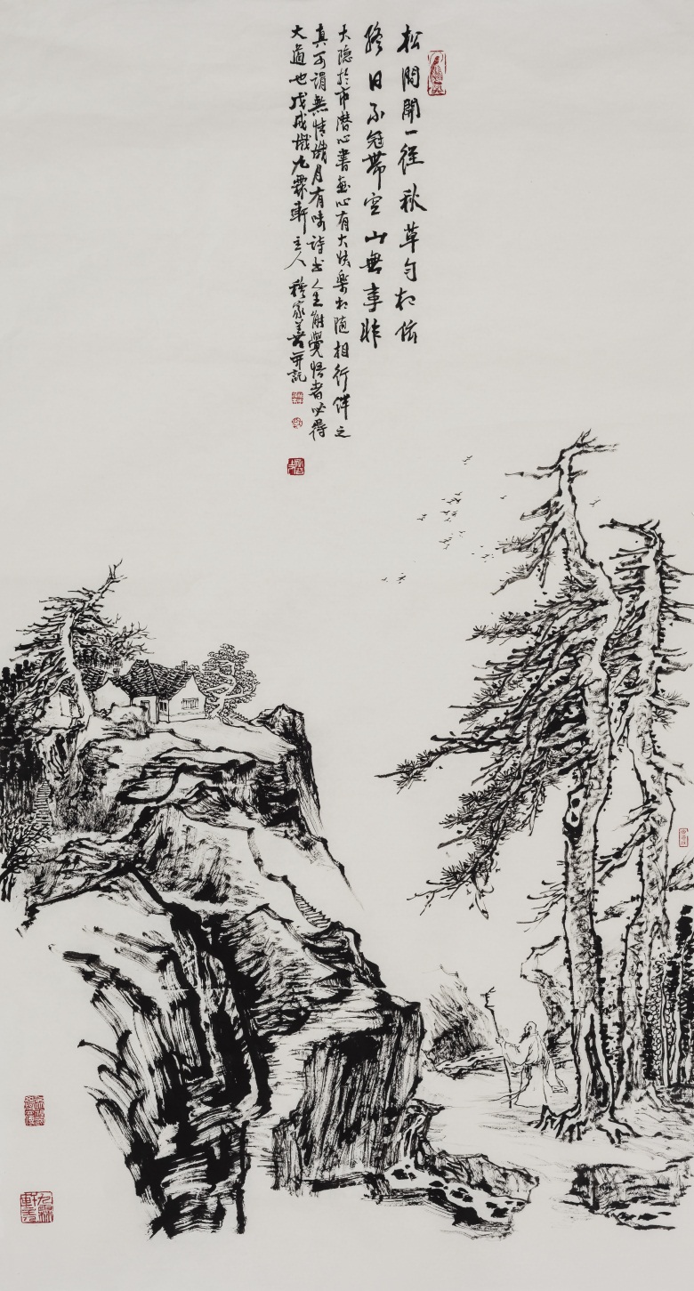 穆家善《松间开一径》178cm x 96cm  2018年.jpg