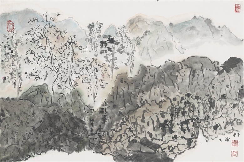 15.邵大箴《山水》甲午（2014年） 水墨宣纸 69.5x46cm.jpg