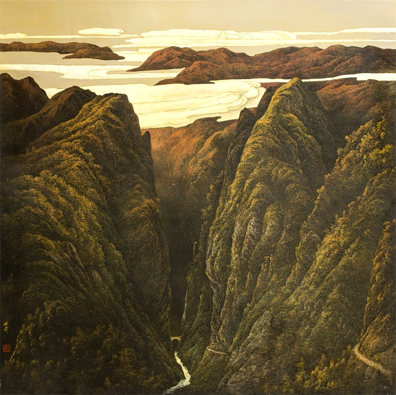 走进井冈山  漆画 150x150cm 2004年 入选第十届全国美展 - 复件.jpg