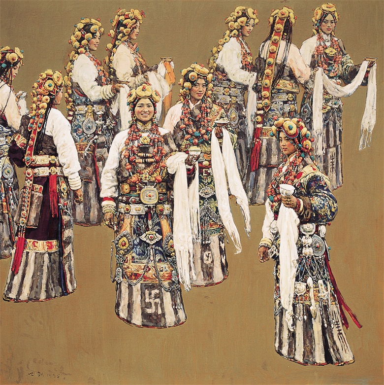 《玉树盛装》 布上油彩 150x150cm 1995.jpg