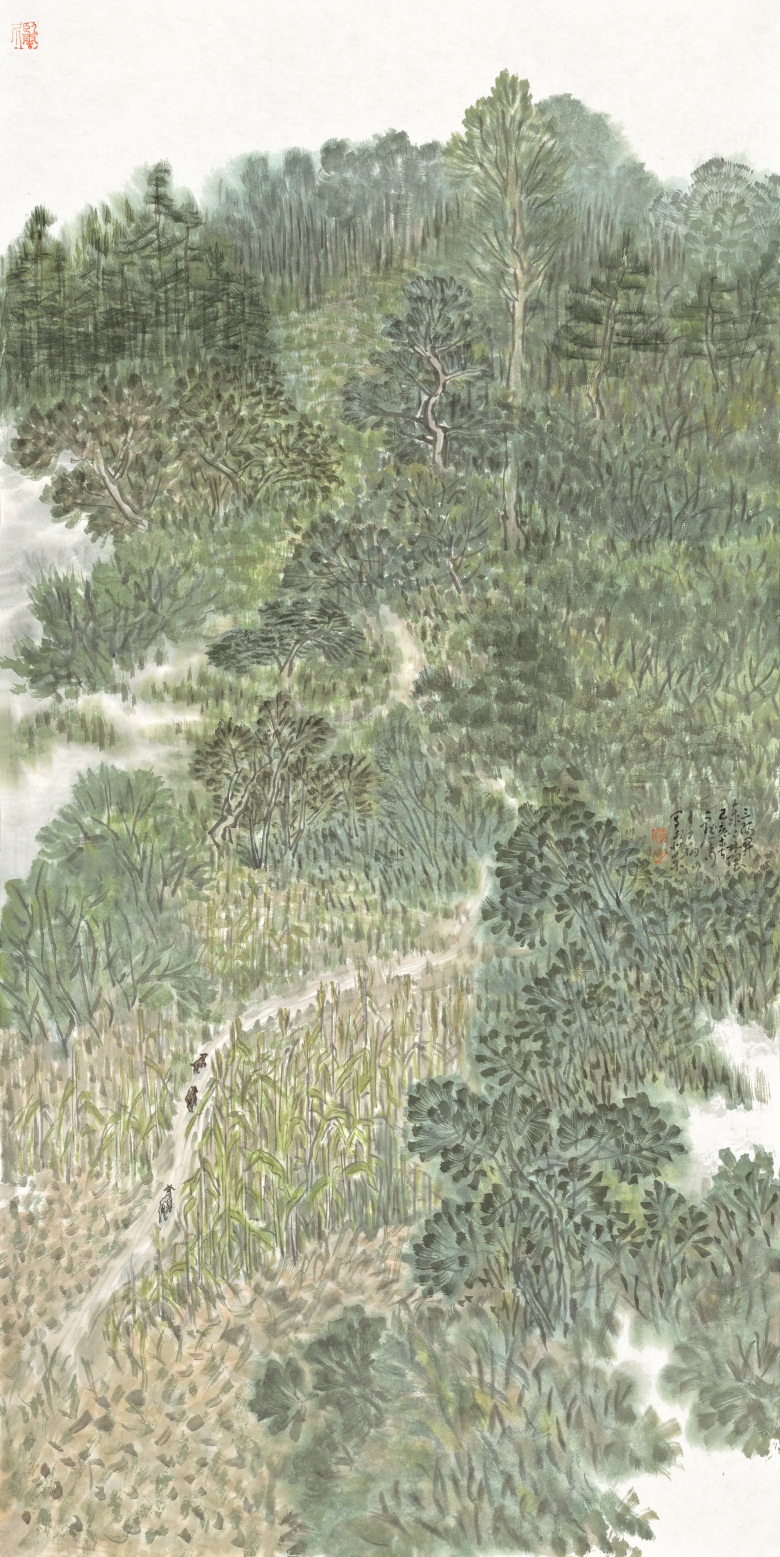 （6）李翔 《三阳开泰上林隈》 136x68cm 宣纸设色 2019年.jpg