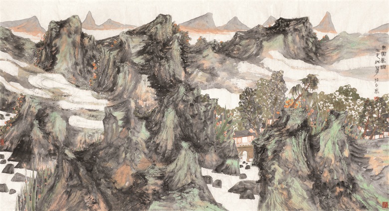 7，《东园华开》    178.6×96cm　2016年 纸本彩墨.jpg