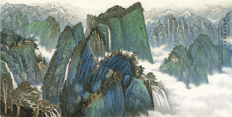 1994年群峰竞秀 飞泉争流 180CM X 380CM.jpg