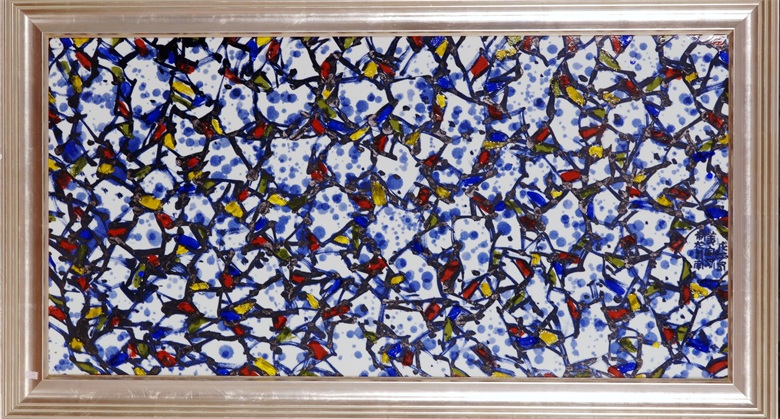 姜宝林瓷板画作品《东方之韵》125X65cm 2008年作（获英国剑桥大学徐志摩诗歌艺术节大奖—终身成就奖“银柳叶奖”）.JPG