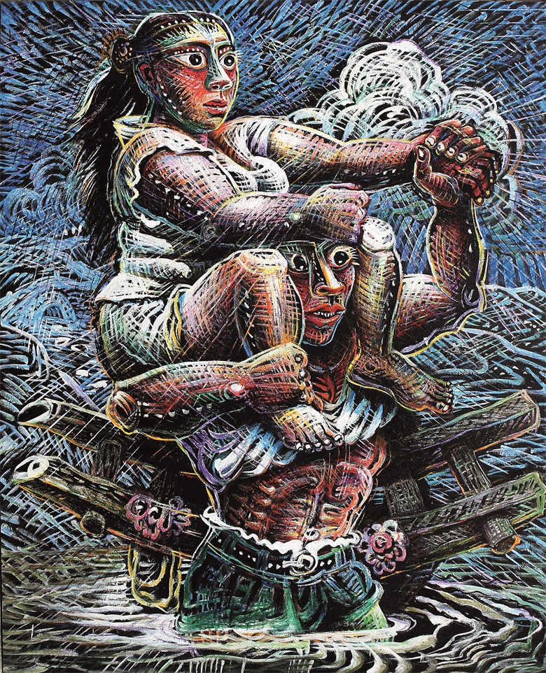 9-9 过河系列 布面油画      2004  200×160cm.JPG