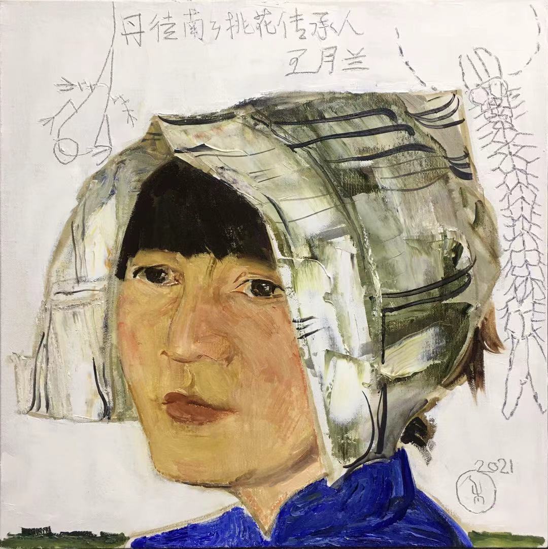 戴士和《挑花传承人王月兰》布面油画 60x60cm 2021年.jpg