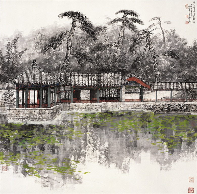 23王明明 《碧翠浓春谐趣图》145×145cm 2003年.jpg