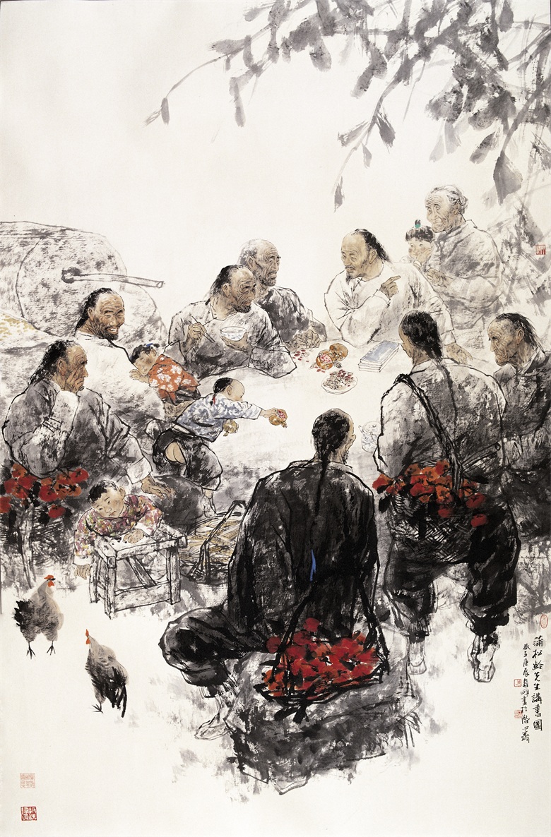 53王明明 《蒲松龄先生讲书图》221×144cm  2000年 .jpg