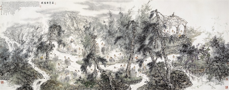 72王明明 《兰亭雅集图》142×365cm 2005年.jpg