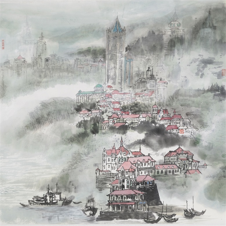 《飘渺海上山》2008年69X67cm.jpg