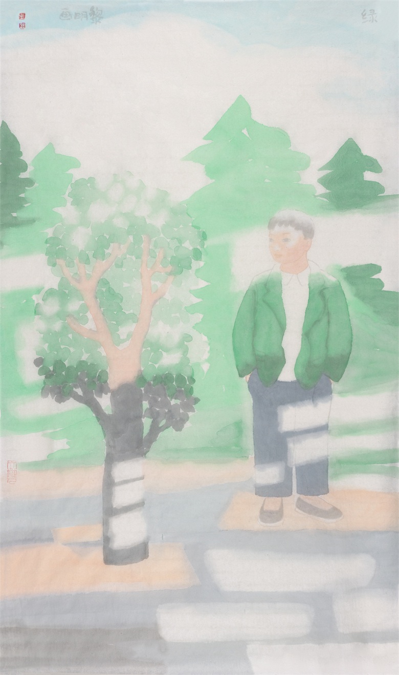 032-2020年《绿》，纸本水墨，70 × 40 cm，CF072528-1.jpg
