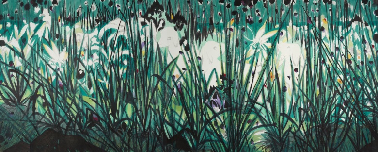 1760581201207800.jpg 《出生地》(草地羔羊)水墨纸本设色 145cmx365cm   2016年.jpg