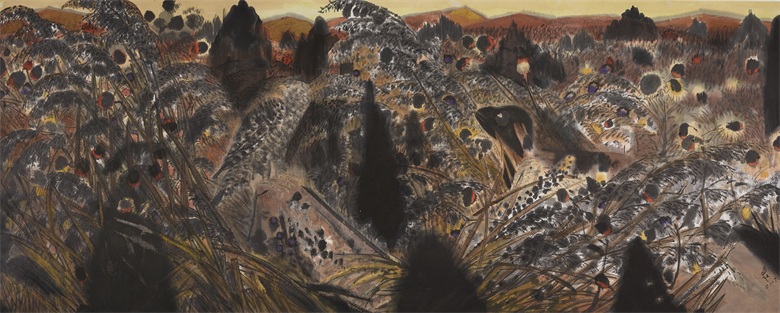 1760581214104248.jpg 《荒草滩》 纸本水墨设色 145cmx365cm 2017年.jpg