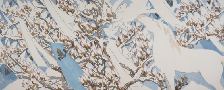 1760581289335733.jpg 《披哈达的玉兰》145cmx365cm 水墨纸本设色 2017年.jpg