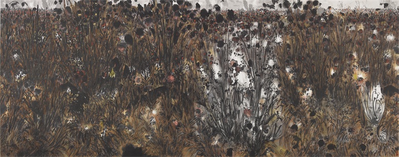 1760581306111409.jpg 《追日草》水墨纸本设色141cmx362cm 2011年.jpg