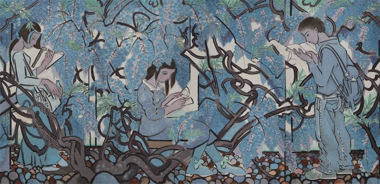 1760581317452393.jpg 《紫藤下》水墨纸本设色 250cmx501cm 2017年.jpg