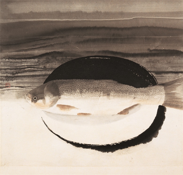 1760581349977940.jpg 《鱼》 水墨设色 50cmx55cm 水墨设色纸本  1989年 1990年.jpg