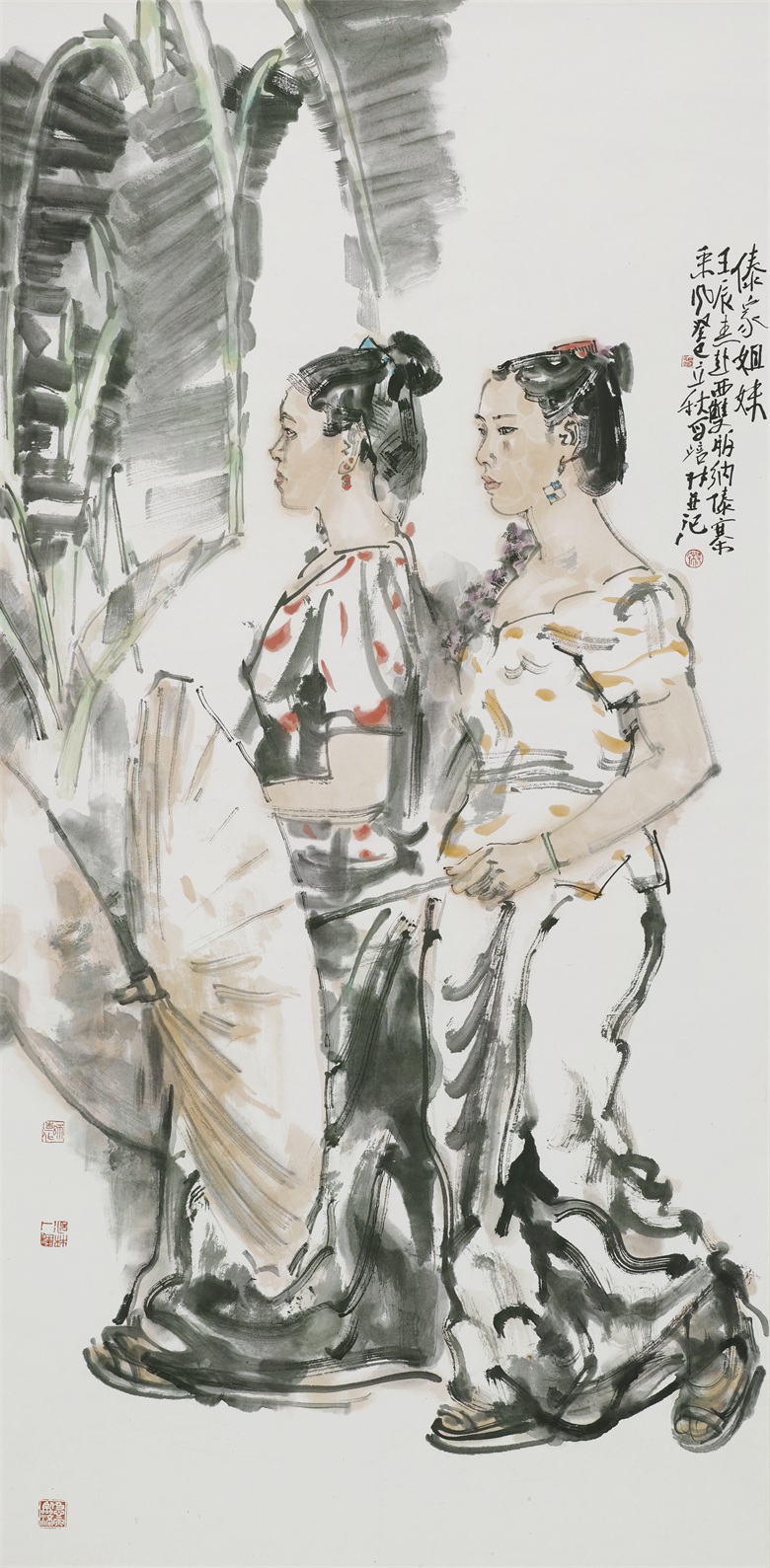 《傣家姐妹》 136x68cm  2012年.jpg
